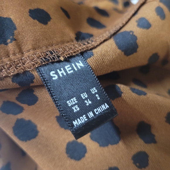 SHEIN brown black dotted wrap skirt xs 2 - Picture 9 of 9